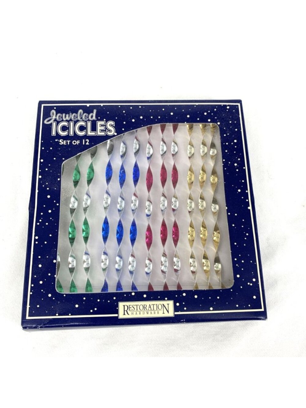 Restoration Hardware Jeweled Icicles Multicolor Set of 12 w/ Box Metal